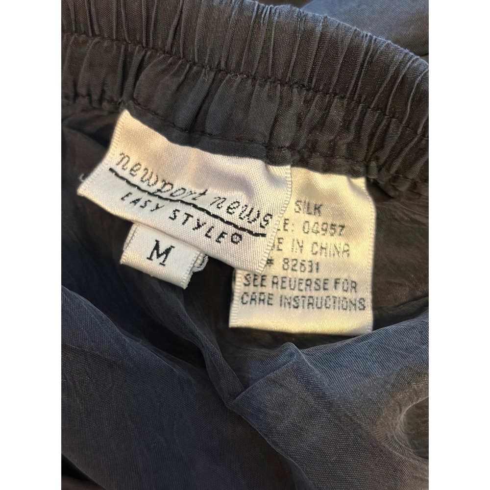 Newport News Maxi Skirt Medium Black Vintage 100% Silk Elastic Waist Full 90s - Picture 6 of 8